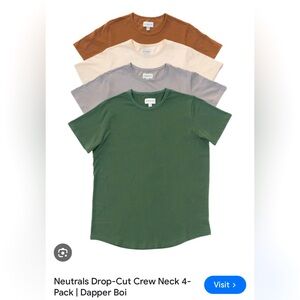 Dapper Boi Neutrals Drop-Cut Crew Neck Tees, Pack of 4 Size XL